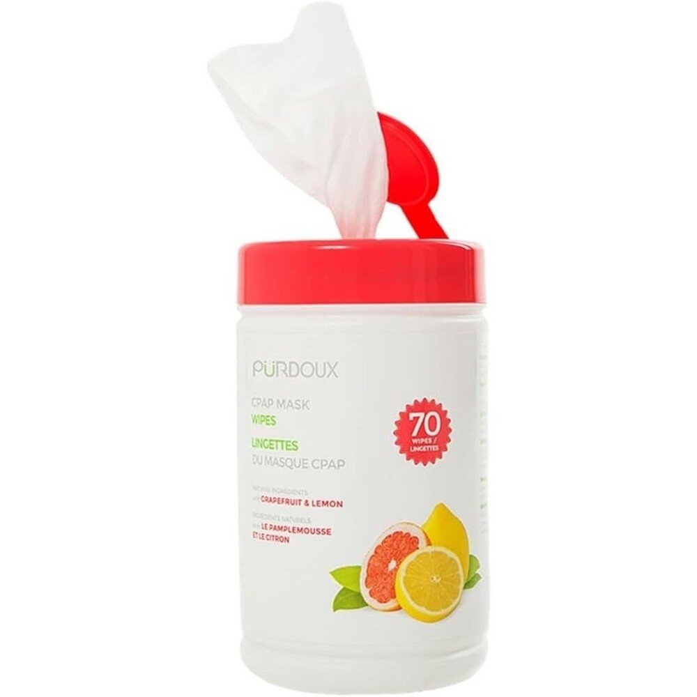 PURDOUX 100% Cotton CPAP Mask Wet Wipes with Grapefruit Lemon Scent, 70 Wipes